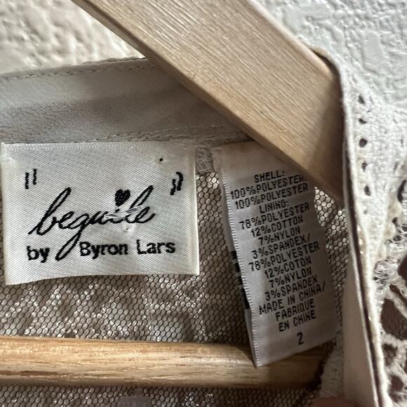 Beguile By Byron Lars Lace Study Sheath Dress Sz 2 Laser Cut Cocktail Feminine - Picture 5 of 9